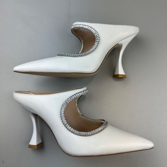 Stuart Weitzman Xcurve Crystal 100 Mule in White & Clear - Picture 8 of 10